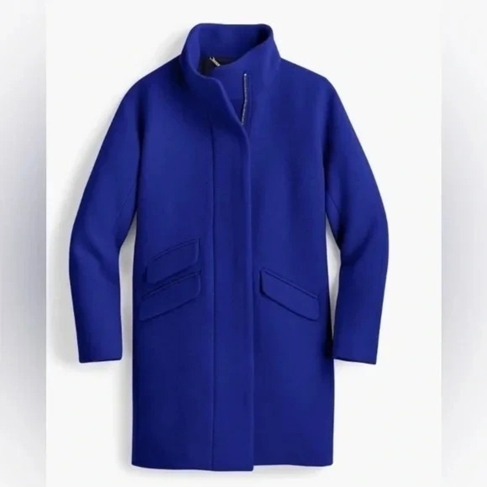 NEW J Crew Blue Size 00 City Coat Women's Cocoon Funnel Neck Jacket $228